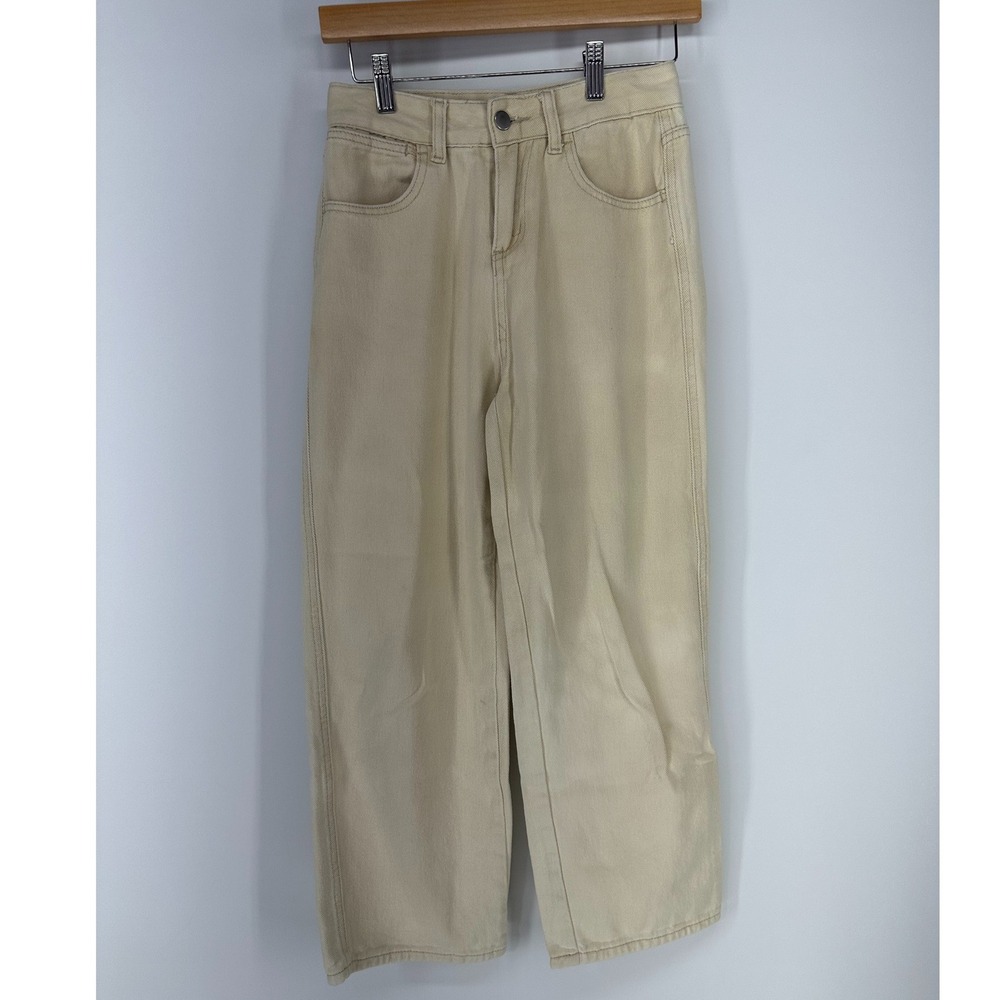 Denim Legend Jeans Womens 26 Beige High Waisted Straight Leg Relaxed Fit Denim